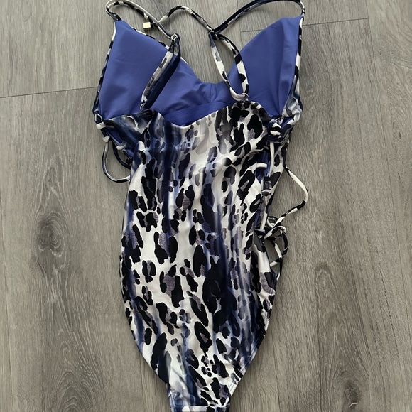 Rachel Roy Blue and Black Leopard Swimsuit Size S - Picture 4 of 9